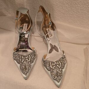 Badgley Mischka Silver Embellished Heels